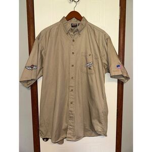 NWOT Harley-Davidson 100 Anniversary 2003 Tan Shirt Sleeve Button Up Shirt SZ Lg